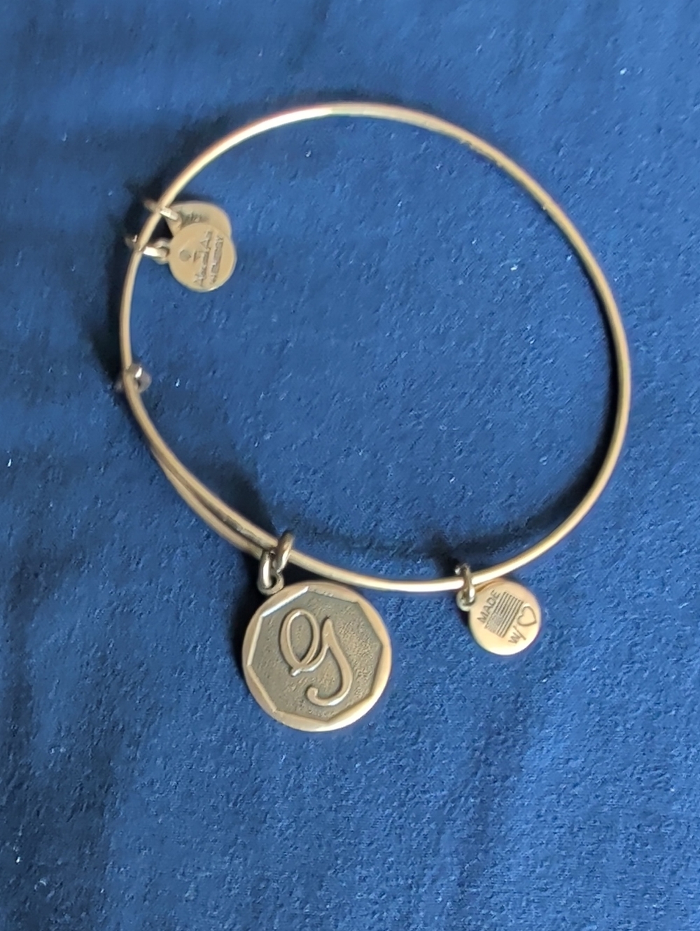 Alex and Ani Gold-Tone Initial G Charm Bangle Bracelet
